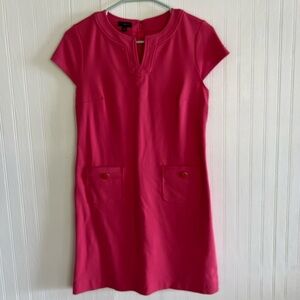 Talbots Petite Vibrant Coral Pink Ponte Dress with Cap Sleeves